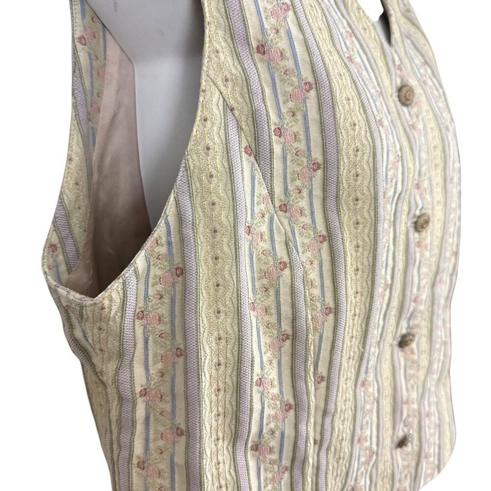 Liz Claiborne Lizsport Vintage Cottagecore Floral Pastel Vest Cotton Blend 16 - Picture 3 of 16